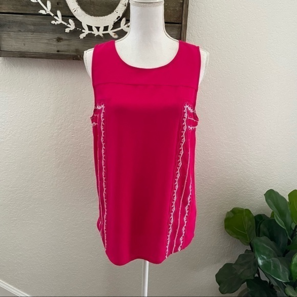 Stitch Fix Pixley hot pink beaded detail tank top size L